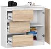 Milord FURNITURE Kommode mit 3 Schubladen 2 Einlegeböden und 1 Tür 80 cm breit, B80xH77xT35 Bild 2