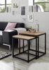 Satztisch >SAKURA< (2er Set) in Asteiche, Massivholz / Metall - 50x50x40cm + 45x45x37cm (B/H/T) Bild 2