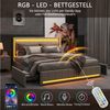 PXloue Polsterbett LED Doppelbett 140x200 cm (Inklusive USB-Typ-C-Ladeanschluss), Stauraumbett,mit Bettrahmen und 4 Schubladen,160x200cm,Leinen Bild 3