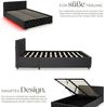 tectake Polsterbett Komfortbett mit LED-Leisten & Stauraum - Samtoptik mit Steppmuster (Bettset, in Samtoptik Schwarz), stabiler Stahlrahmen, Belastbarkeit 250 kg Bild 2