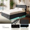 tectake Polsterbett Komfortbett mit LED-Leisten & Stauraum - Samtoptik mit Steppmuster (Bettset, in Samtoptik Schwarz), stabiler Stahlrahmen, Belastbarkeit 250 kg Bild 3