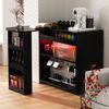 HAUSS SPOLE Bartisch ausziehbar mit stauraum,Esstisch mit LED und Steckdosen für Küche (Ausziehbar 360° Drehbare Sideboard mit Lochbrett, integrierter Stauraum hinter den Längsstreifen), offene Fächer, geschlossene Schränke und Schubladen Bild 3