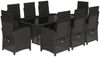 vidaXL 9-tlg. Garten-Essgruppe mit Kissen Schwarz Poly Rattan 3212489 Bild 2