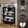 Schuhschrank Schwarz, 80x25x117 cm, mit 4 Schuhfächern, erhöhten Beinen & Ablagefläche Bild 5