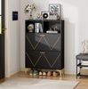 Schuhschrank Schwarz, 80x25x117 cm, mit 4 Schuhfächern, erhöhten Beinen & Ablagefläche Bild 3