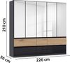 rauch Kleiderschrank; Drehtürenschrank WINNIPEG, 5-türig, 5 Spiegeltüren, 6 Schubkästen, Hochglanz Effektgrau/Eiche Halifax, 226x210x56xcm Bild 4