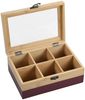 Kesper® | Tee-Box, Material: FSC®-zertifizierter-Bambus - 6 Fächer - mit Sichtfenster & Retro-Verschluss - Teebox zur Aufbewahrung, Maße: 21,5x15x8,5 cm - ohne Tee, Farbe: Beere-Natur | 58943 Bild 1