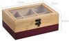 Kesper® | Tee-Box, Material: FSC®-zertifizierter-Bambus - 6 Fächer - mit Sichtfenster & Retro-Verschluss - Teebox zur Aufbewahrung, Maße: 21,5x15x8,5 cm - ohne Tee, Farbe: Beere-Natur | 58943 Bild 3