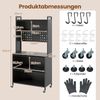 Hoch Küchenschrank mit Rollen & Klapptüren & Stecktafel & Haken Buffetschrank Grau Bild 2
