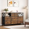 Kommode 140 cm, 2 USB & 2 AC-Anschlüssen, Kommode mit 8 Schubladen aus Stoff, Vielseitiges Aufbewahrungsmöbel für Wohnzimmer und Schlafzimmer, 30 x 140 x 86 cm, Vintage Bild 1