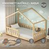 ML-DESIGN Spielbett Hausbett Kinderbett inkl. Lattenrost & Rausfallschutz Kinder Bodenbett, Abenteuerbett 80x160 cm Haus Bett Himmelbett Kiefer Jugendbett Natur Bild 2