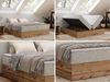 Polsterbett mit Bettkasten, Boxspringbett ohne Kopfteil WOOD ZERO, 7-Zonen Multipocket-Matratze und Topper, modernes Bett für Schlafzimmer - Hellgrau Strukture - 200 x 200 cm - H4 Bild 2