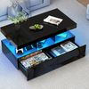 Furnishings Home Couchtisch Ablagetisch LED Beistelltisch Breite 104/80 cm (Hochglänzender quadratischer), Mit Schubladen und 16-farbigen variablen LED-Leuchten Bild 3