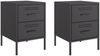 vidaXL Nachttische 2 Stk. Schwarz 36x39x50,5 cm Stahl 842923 Bild 2