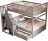 Massivholz-Etagenbett 140*200cm, Mit Hohem Sicherheitsgitter, Mit Lattenrost, Sicherheitsleiter mit Stauraum, Mit Stauschubladen, Kinderbett Junior Doppelbett, Grau Bild 4