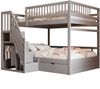 Massivholz-Etagenbett 140*200cm, Mit Hohem Sicherheitsgitter, Mit Lattenrost, Sicherheitsleiter mit Stauraum, Mit Stauschubladen, Kinderbett Junior Doppelbett, Grau Bild 5