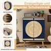 Schuhschrank Blau Naturfarbe mit geometrischen Rundtüren 76×37×98,5 cm aus Spanplatte Bild 5