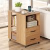 COSTWAY Beistelltisch, Nachttsich mit Ladestation & Rollen, 2 Schubladen Bild 2