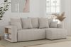 MEBLINI Schlafcouch mit Bettkasten - 238 x 142 x 73 cm - Creme Cordstoff - SOLARIS - Kleines Ecksofa mit Schlaffunktion - Sofa mit Relaxfunktion und Kissen - Kleine Couch L-Form - Eckcouch Bild 2