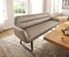 Esszimmerbank Taya-Flex 200 cm Mikrofaser Beige Vintage Kufengestell flach Schwarz Taschenfederkern Bild 1