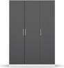 rauch Kleiderschrank; Drehtürenschrank COSMO, 3-türig, Graumetallic/Alpinweiß, mit Aufbewahrungsboxen, 136x197x54xcm Bild 2