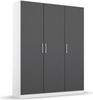 rauch Kleiderschrank; Drehtürenschrank COSMO, 3-türig, Graumetallic/Alpinweiß, mit Aufbewahrungsboxen, 136x197x54xcm Bild 3