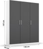 rauch Kleiderschrank; Drehtürenschrank COSMO, 3-türig, Graumetallic/Alpinweiß, mit Aufbewahrungsboxen, 136x197x54xcm Bild 4