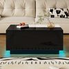 Couchtisch, Hochglanz mit LED-Beleuchtung, Ausziehbare schwarz-weiße Tischplatte, Versteckter Stauraum, MDF, Schwarz + Weiß Bild 4