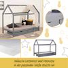 Kinderbett mit Matratze Kinderhaus Spielbett Hausbett 90x200 cm Grau mit Bettkasten Bild 2