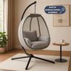Hängesessel mit Gestell MELA - Indoor/Outdoor, Mit Kuscheldecke | Korbhängesessel mit Kissen Schwebeliege Relax-Stuhl Egg Schaukel, Anthrazit Bild 3