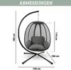 Hängesessel mit Gestell MELA - Indoor/Outdoor, Mit Kuscheldecke | Korbhängesessel mit Kissen Schwebeliege Relax-Stuhl Egg Schaukel, Anthrazit Bild 2