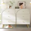 Kommode mit 6 Schubladen, Creme-Weiß, Aufbewahrungsschrank, Holzspanplatte, Metallfüße, Schlafzimmermöbel Bild 4
