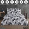 Buymax Bettwäsche Bettwäsche Bettbezug-Set Exotic, Renforce: 100% Baumwolle, 3 teilig, 200x200 cm, Reißverschluss Weiß Schwarz Palmenblätter Monstera Blätter Bild 2