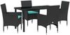 vidaXL Tisch- und Stuhlset mit Kissen 5 pcs Schwarz PE-Rattan 3379837 Bild 2