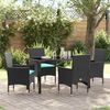 vidaXL Tisch- und Stuhlset mit Kissen 5 pcs Schwarz PE-Rattan 3379837 Bild 1