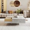 LVHOM Couchtisch mit herausnehmbaren Holzbox, Beistelltisch Betonoptik, Wohnzimmertisch Indutrial Kaffeetisch, 72x72x30cm, Grau Bild 3