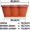 Blumenkasten Balkonkasten Pflanzkasten Terracotta im Wellendesign inkl. passenden Bewässerungsuntersetzer 40, 60 oder 80 cm Bild 2