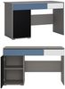 Jugendzimmer Schreibtisch mit Kleiderschrank LIIVA-129 in grau mit schwarz, weiß, blau, B/H/T: ca. 223,1/197/60,1 cm Bild 2