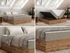 Polsterbett mit Bettkasten, Boxspringbett ohne Kopfteil WOOD ZERO, 7-Zonen Multipocket-Matratze und Topper, modernes Bett für Schlafzimmer - Dunkelbeige Strukture - 200 x 200 cm - H3 Bild 2