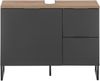 DENVER Badezimmer Waschbeckenunterschrank in Schwarz/Evoke Eiche Optik FSC-zertifiziert - Bad Unterschrank Badezimmerschrank mit viel Stauraum - 80 x 60 x 35 cm (B/H/T) Bild 3