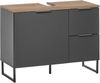 DENVER Badezimmer Waschbeckenunterschrank in Schwarz/Evoke Eiche Optik FSC-zertifiziert - Bad Unterschrank Badezimmerschrank mit viel Stauraum - 80 x 60 x 35 cm (B/H/T) Bild 2