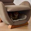 Flieks Designer-Loungesessel mit integrierter Haustierhöhle, 2-in-1 Einzelsofa, kratzfester Stoff, Haustierfreundliche, 66 x 69 x 76 cm, Braun Bild 3