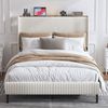 STILVORA Polsterbett 140x200 mit Stoffköpfchen,Jugendbett Bettgestell aus Cord-Stoff Bild 2