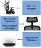 Bürostuhl HWC-J92, Schreibtischstuhl, ergonomisch, verstellbare Lordosenstütze und Armlehne ~ grau Bild 2