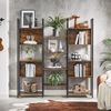 Vasagle Bücherregal, Leiterregal, 14 Ablagen, Metallgestell, für Wohnzimmer, Arbeitszimmer, Büro, Industrie-Design, 158 x 24 x 166 cm, vintagebraun-schwarz Bild 2