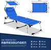 tillvex® Sonnenliege mit Dach und Kopfkissen Blau - Premium Polsterung | Gartenliege Liegestuhl klappbar | Strandliege mit verstellbarer Rückenlehne, gepolsterte Liegefläche | Aluminium Liege Bild 5
