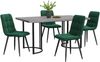 Esstisch 140x80x75 cm Grau MDF mit Marmor‑Dekor, stabiles Metalllgestell, 4 Samtstühle – 5‑tlg. Essgruppe,Grau und Grün Bild 3