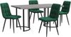 Esstisch 140x80x75 cm Grau MDF mit Marmor‑Dekor, stabiles Metalllgestell, 4 Samtstühle – 5‑tlg. Essgruppe,Grau und Grün Bild 4