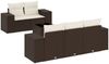 vidaXL 6-tlg. Garten-Sofagarnitur mit Kissen Braun Poly Rattan 3222302 Bild 2