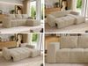 Ecksofa mit Schlaffunktion und Bettkasten, L-form Couch, lose Kissen, Polstersofa - MONIVA - Creme Plüsch - rechte Seite Bild 2
